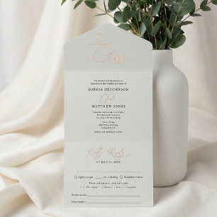 Tout En Un Invitation Élégant Mariage minimaliste minimaliste Sage de sc