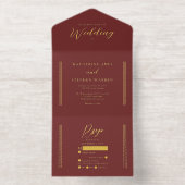 Tout En Un Invitation Elegant Modern Burgundy Minimalist Wedding (Intérieur)