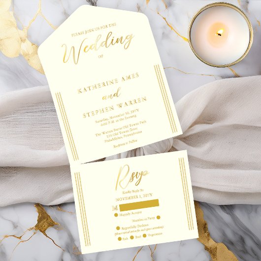 Tout En Un Invitation Elegant Modern Ivory Minimalist Wedding