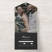 Tout En Un Invitation Elégant Noir Confetti Dots Mariage photo (Intérieur)