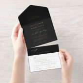 Tout En Un Invitation Élégant papier mariage noir or (Détachable)
