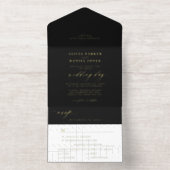 Tout En Un Invitation Élégant papier mariage noir or (Intérieur)