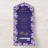 Tout En Un Invitation Elegant Purple Violets Floral 30th Birthday Party (Intérieur)