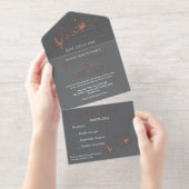 Tout En Un Invitation Elégant Rose Foil Mariage LGBTQ amical (Détachable)