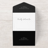 Tout En Un Invitation Élégant script photo Mariage noir (Extérieur)
