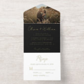 Tout En Un Invitation Élégant script photo Mariage noir (Intérieur)