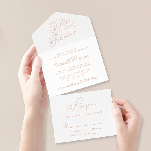 Tout En Un Invitation Elégante 50 Et Fabuleuse 50e fête d'anniversaire