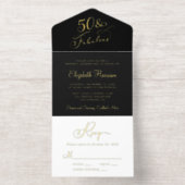 Tout En Un Invitation Elégante 50 et fabuleuse Black 50e fête d'annivers (Intérieur)