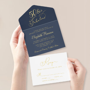 Tout En Un Invitation Elégante 50 Et Fabulous Blue 50th Birthday Party