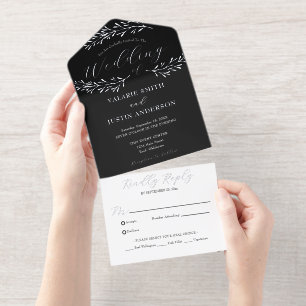 Tout En Un Invitation Élégante Branche Botanique Mariage Real Foil