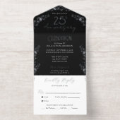 Tout En Un Invitation Élégante branche botanique Real Foil 25e anniversa (Intérieur)