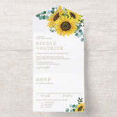 Tout En Un Invitation Eucalyptus aquarelle et Mariage de tournesols (Intérieur)