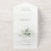 Tout En Un Invitation Eucalyptus Greenery Gold Leaves Botanical Wedding (Extérieur)