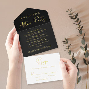 Tout En Un Invitation Fête de mariage noir "Joyeux jusqu'à la fin des te