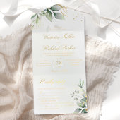 Tout En Un Invitation Feuilles d'or de verdure d'eucalyptus Mariage bota