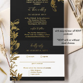 Tout En Un Invitation Feuilles sophistiqués à huile noire et or