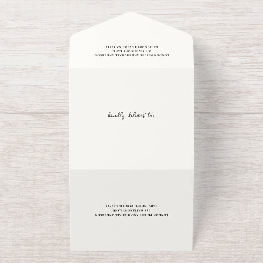 Tout En Un Invitation Flûtes à main Doodle QR Code Mariage moderne (Extérieur)