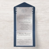 Tout En Un Invitation Foil Ornate Frame & Heart - Blue (Intérieur)