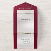 Tout En Un Invitation Foil Ornate Frame & Heart - Burgundy (Extérieur)