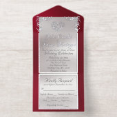 Tout En Un Invitation Foil Ornate Frame & Heart - Red (Intérieur)
