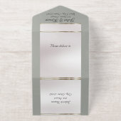 Tout En Un Invitation Foil Ornate Frame & Heart - Sage (Extérieur)