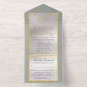 Tout En Un Invitation Foil Ornate Frame & Heart - Sage (Intérieur)