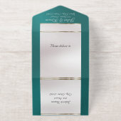 Tout En Un Invitation Foil Ornate Frame & Heart - Teal (Extérieur)