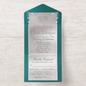 Tout En Un Invitation Foil Ornate Frame & Heart - Teal (Intérieur)
