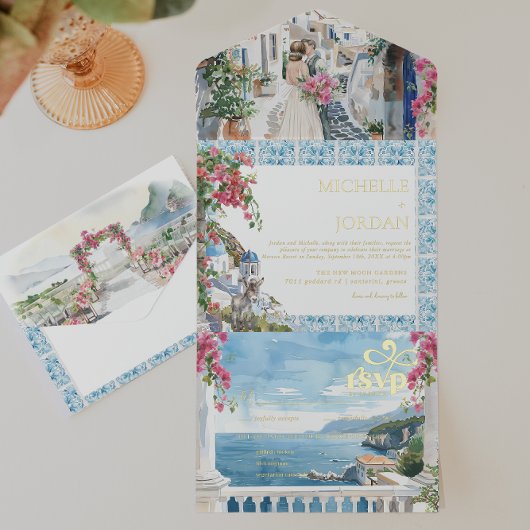 Tout En Un Invitation Grèce | Mariage méditerranéen illustré
