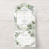 Tout En Un Invitation Greenery boho gold watercolour geometric wedding (Intérieur)