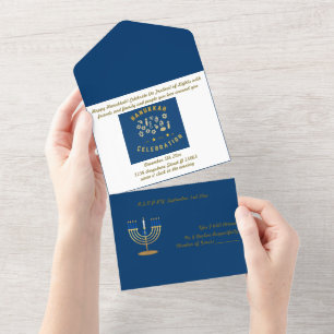 Tout En Un Invitation Hanoukka Bleu foncé pour une journée sp