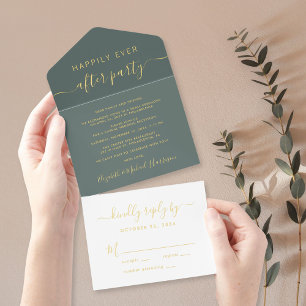 Tout En Un Invitation Heureusement Jamais Après Le Mariage De Fête Récep