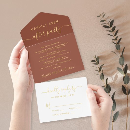 Tout En Un Invitation Heureusement Jamais Après Le Mariage De Fête Récep