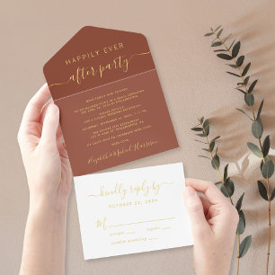 Tout En Un Invitation Heureusement Jamais Après Le Mariage De Fête Récep