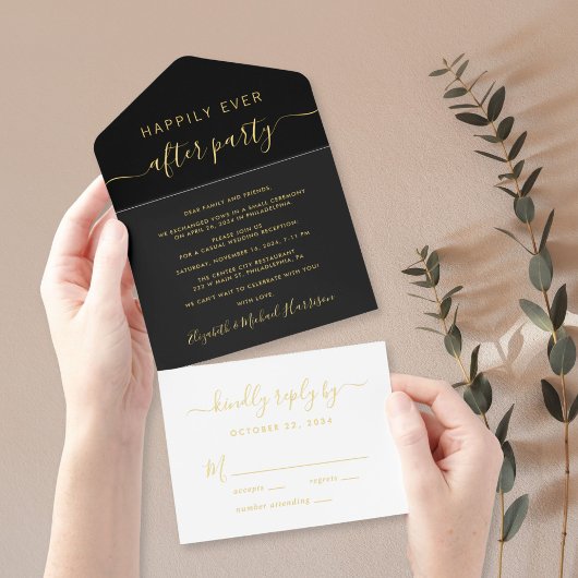 Tout En Un Invitation Heureusement Jamais Après Le Mariage De Fête Récep