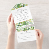 Tout En Un Invitation La Collection Mariage Verdure & Or (Détachable)