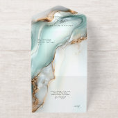 Tout En Un Invitation Luxe Opal Teal Gold Fluid Alcohol Ink (Extérieur)