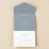 Tout En Un Invitation Mariage Boho moderne à feutre bleu minimum
