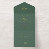 Tout En Un Invitation Mariage de calligraphie de la branche d'or et d'âg (Intérieur)