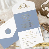 Mariage de monogramme Dusty Blue et Real Gold Foil