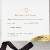 Tout En Un Invitation Mariage de monogramme élégant Black and Real Gold