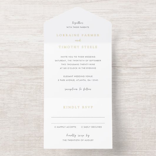 Tout En Un Invitation Mariage élégant noir et blanc intemporel (Intérieur)