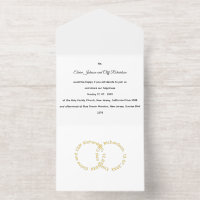 Mariage élégant, noms écrits en or, 