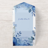 Tout En Un Invitation Mariage Floral Bleu Maximaliste Élégant (Extérieur)