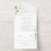 Tout En Un Invitation Mariage minimaliste vert verdoyant or vert blanc (Intérieur)