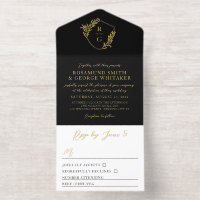 Mariage Monogramme Bouclier Orné de Feuille d'Or N