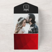 Tout En Un Invitation Mariage Monogramme Noir Rouge Argent Mo (Dehors)