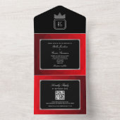 Tout En Un Invitation Mariage Monogramme Noir Rouge Argent Mo (À l'intérieur)