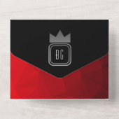 Tout En Un Invitation Mariage Monogramme Noir Rouge Argent Mo (Verso)