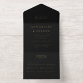 Tout En Un Invitation Mariage noir blanc moderne (Intérieur)